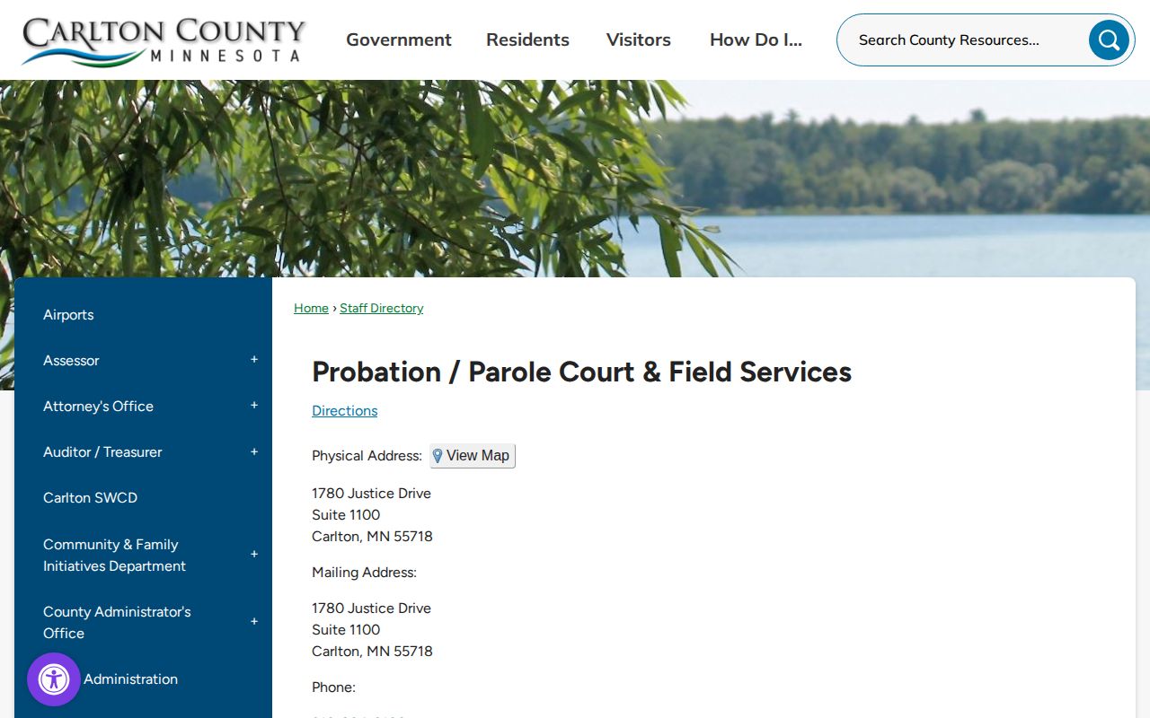 Carlton County parole and probation supervision office directory