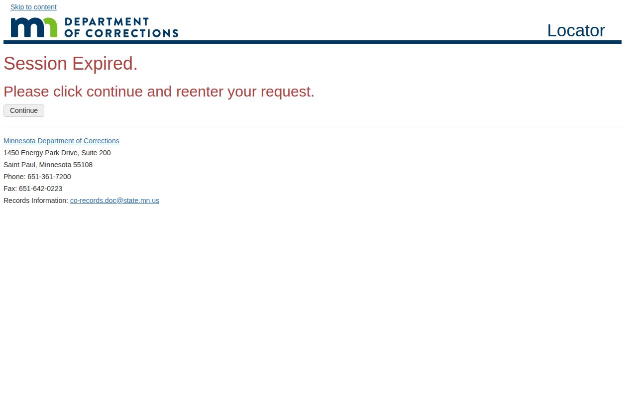 Minnesota DOC Carlton County released inmate Locator search form